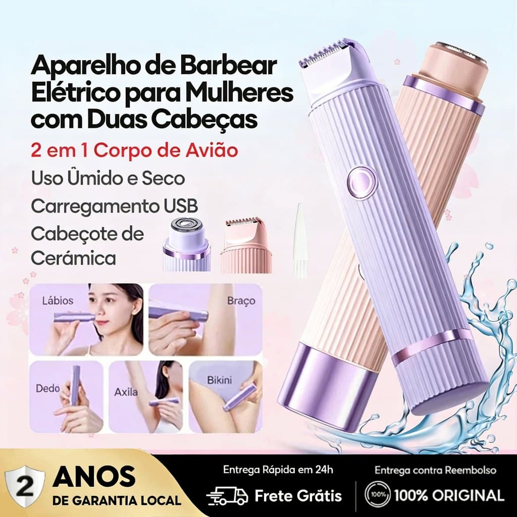 Depilador Eletrico Feminino Recarregável Removedor De Pelos Navalha Dupla- Envio rápido 2000mah