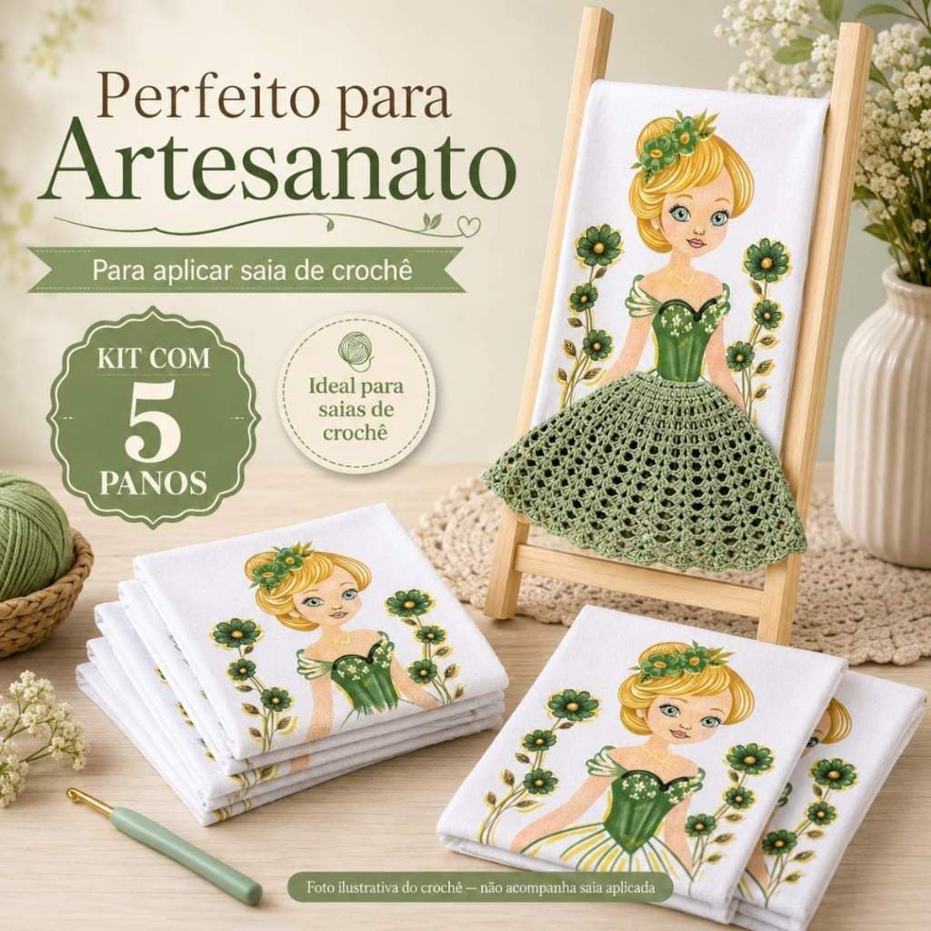 Pano Para Fazer Saia Crochê Boneca Cindy Kit Com 5 Unidades