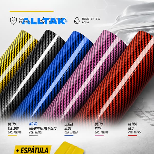 Vinil Adesivo Fibra de Carbono 5D Alltak Quinto Elemento Larg. 1m x1,38m- Carro -Moto, Soleira e Envelopamento