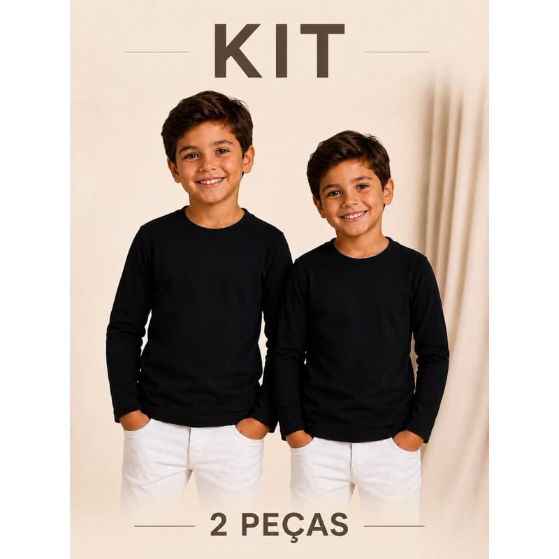 Kit 2 Blusas Infantil Peluciada Segunda Pele Felpada Manga Linga Menino e Menina
