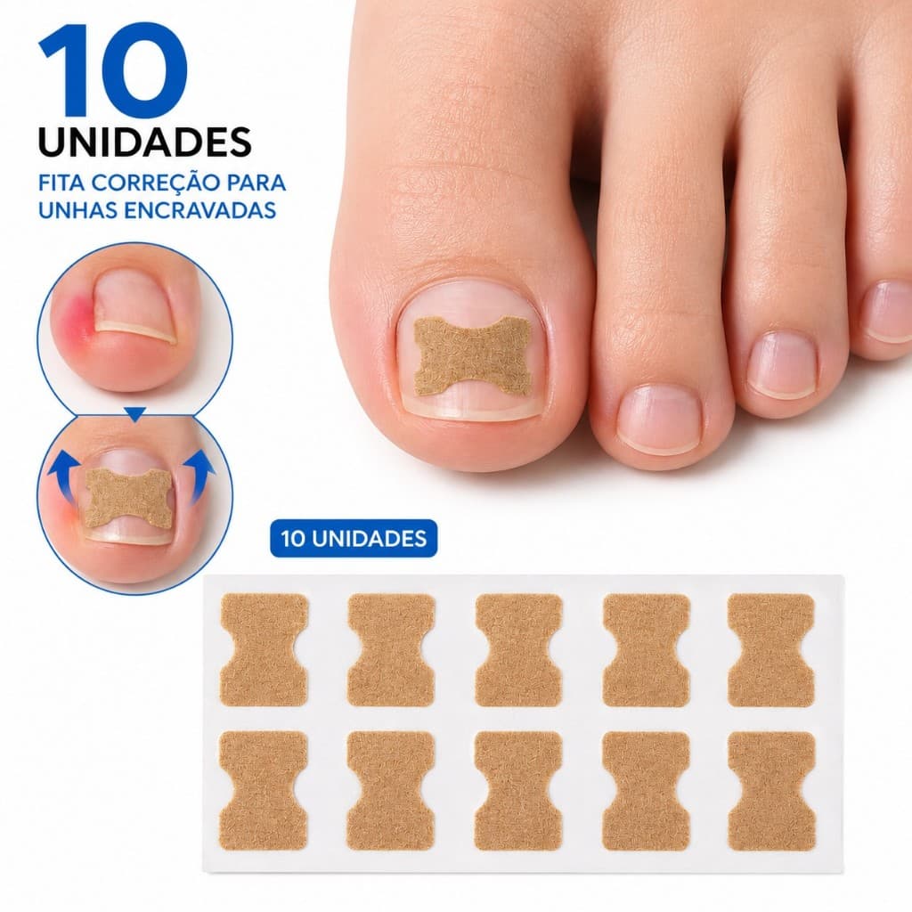 10 Adesivos Correção Unhas Encravadas Fitas Alívio dor Desencravador estética Manicure pedicure