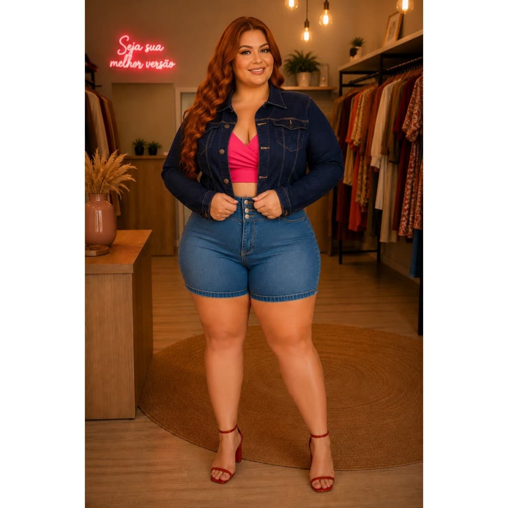 Jaqueta Jeans Feminina Plus Size