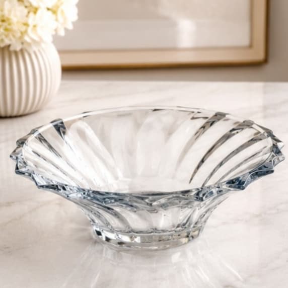 Centro de Mesa de Vidro Decorativo 20cm Tigela Bowl de Vidro Trabalhada Mesa Posta Elegante Multiuso Luxo