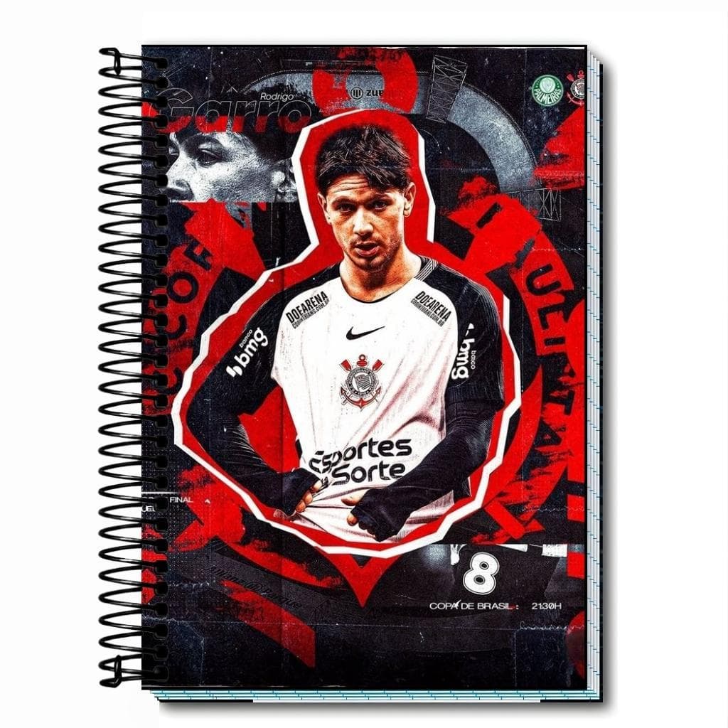 Caderno Escolar Universitário garro corinthians Capa Dura Personalizado 01 a 20 Matérias