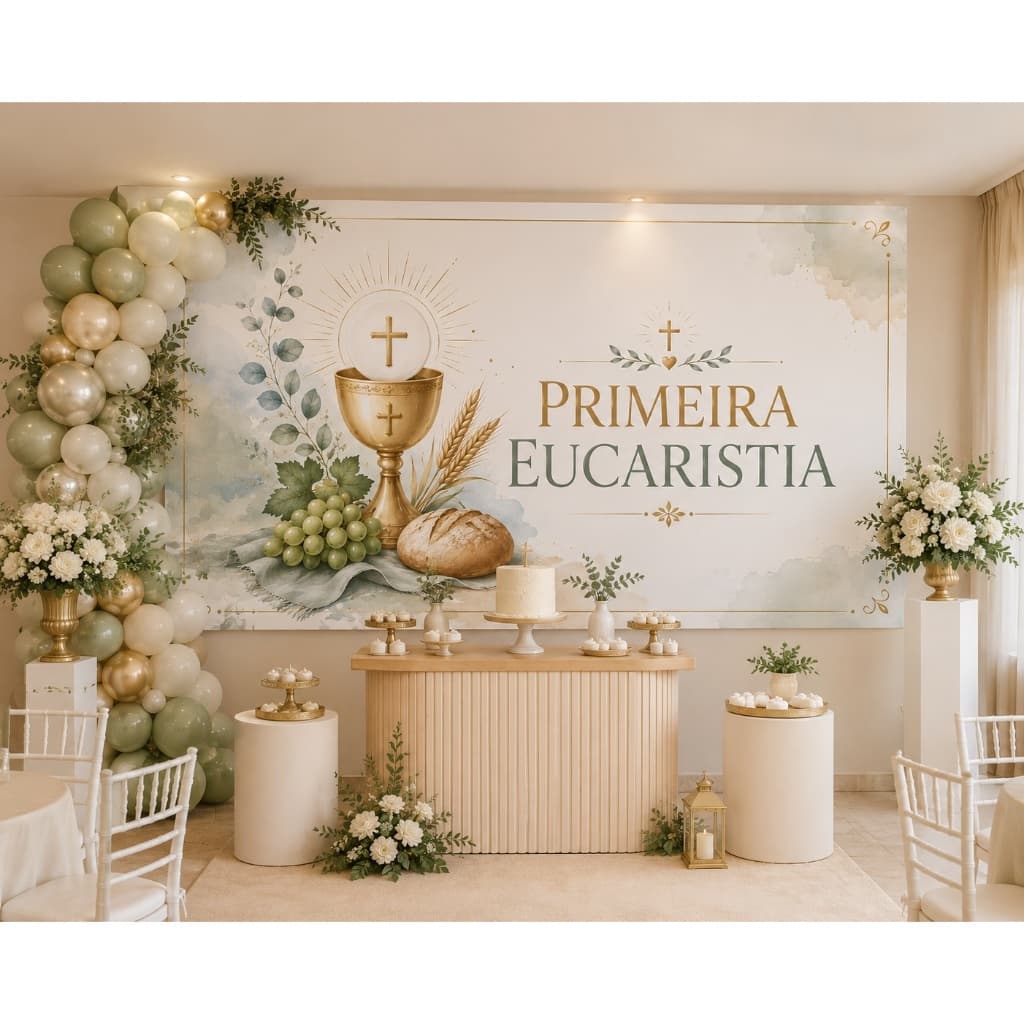 Painel decoração Festa  Antirreflexo Eucaristia 1ª comunhão/ primeira comunhão