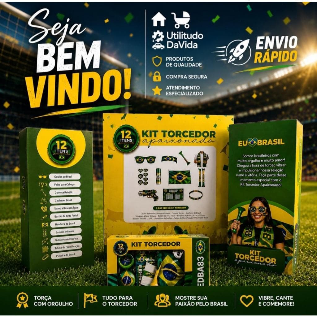 KIT Torcedor Apaixonado Seleçao Brasileira 12 Itens