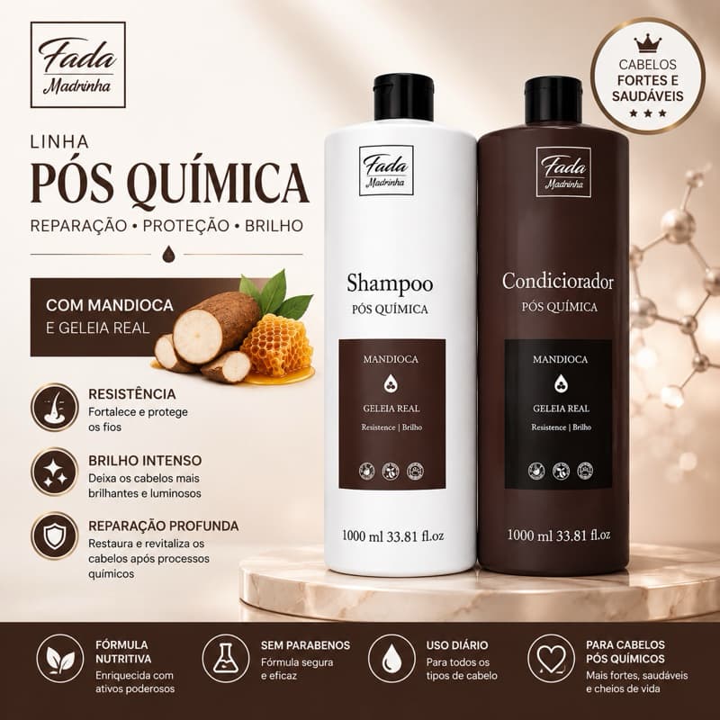 Kit Shampoo Condicionador Mandioca Pós Química 1L Paiolla Hidratação