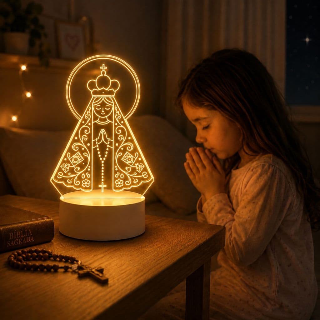 Luminária Religiosa Nossa Senhora Aparecida Led Acrílica Abajur Quarto Touch