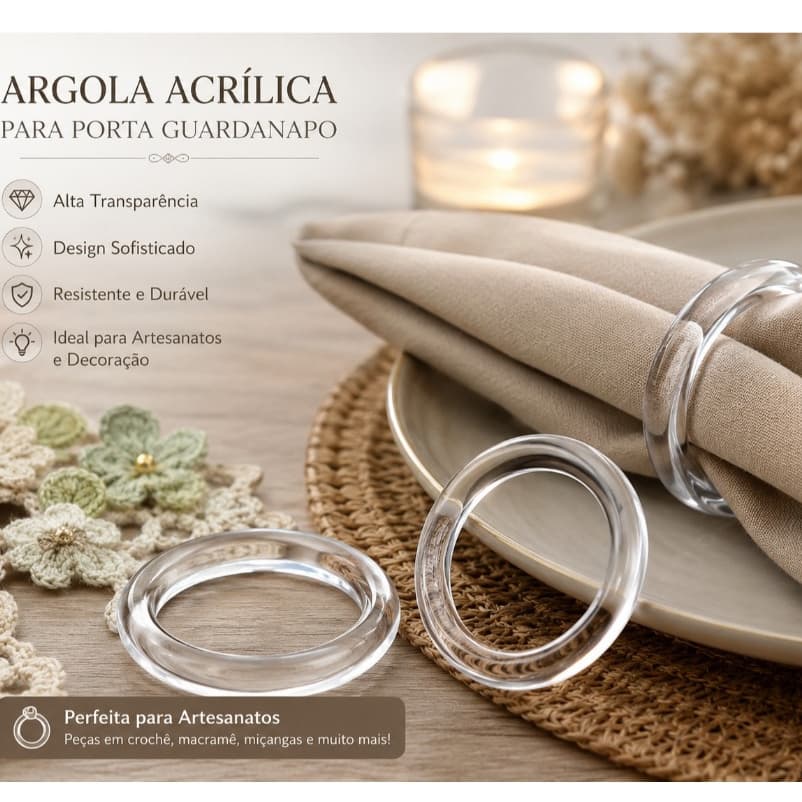 50 Argola acrílica n°30 para porta guardanapo (50 unidades)-Promoçao