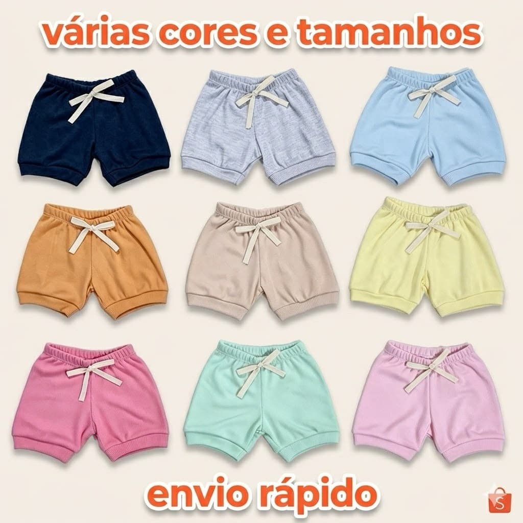 Short Bebê Tapa Fralda Algodão Canelado  Enxoval Rescém Nascido Mijão Unissex Menino Menina Macacão