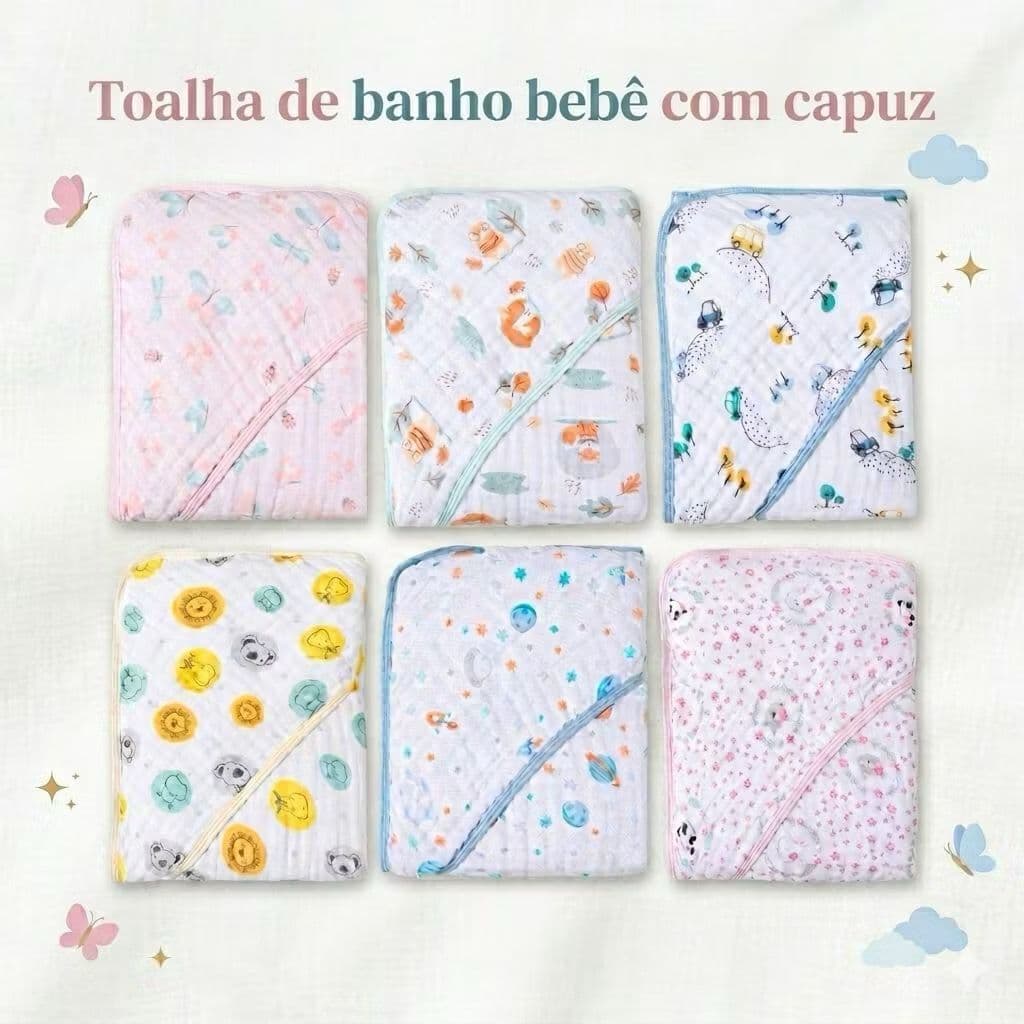 TOALHA DE BANHO FRALDA SOFT PREMIUM COM CAPUZ PARA BEBÊ/PRONTA ENTREGA/ENVIO IMEDIATO