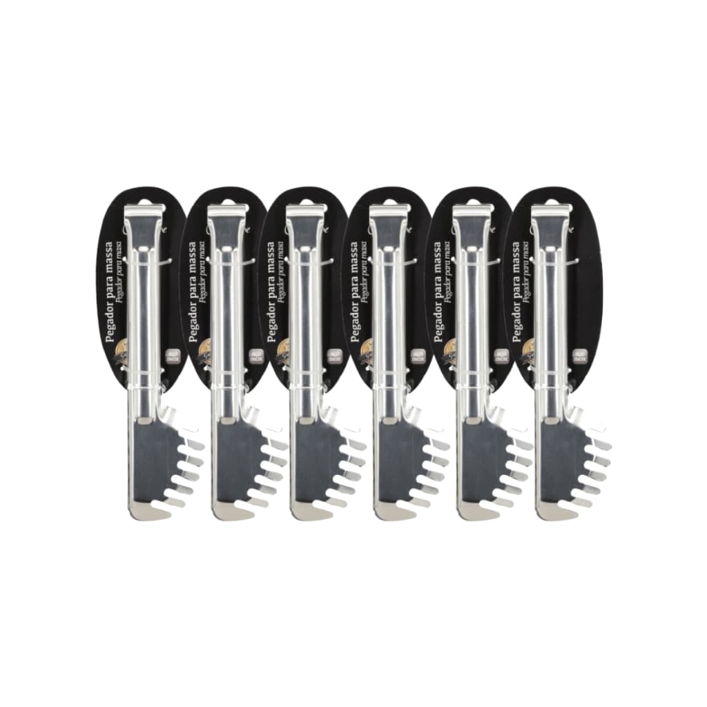 Kit 6 Pegadores De Massa Inox 28cm Macarrão Salada Buffet Restaurante
