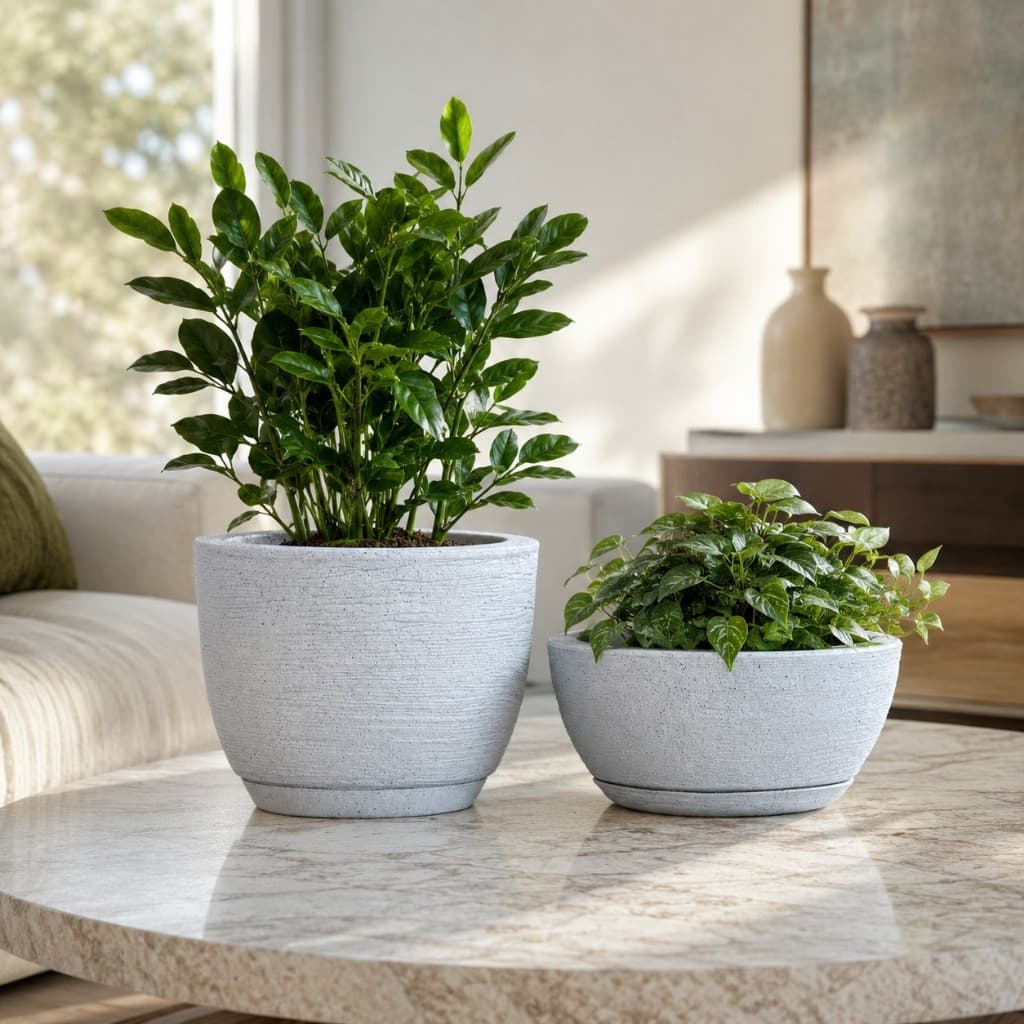 Vasos para Plantas Decorativo Mesa Bojo Bacia Cuia com Prato em Polietileno