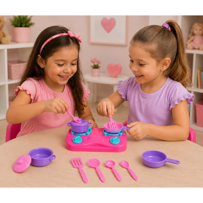 Kit Cozinha Fogãozinho Infantil Completo Com Panelinhas e utensilios de Cozinha Brincar Educativa Para Crianças