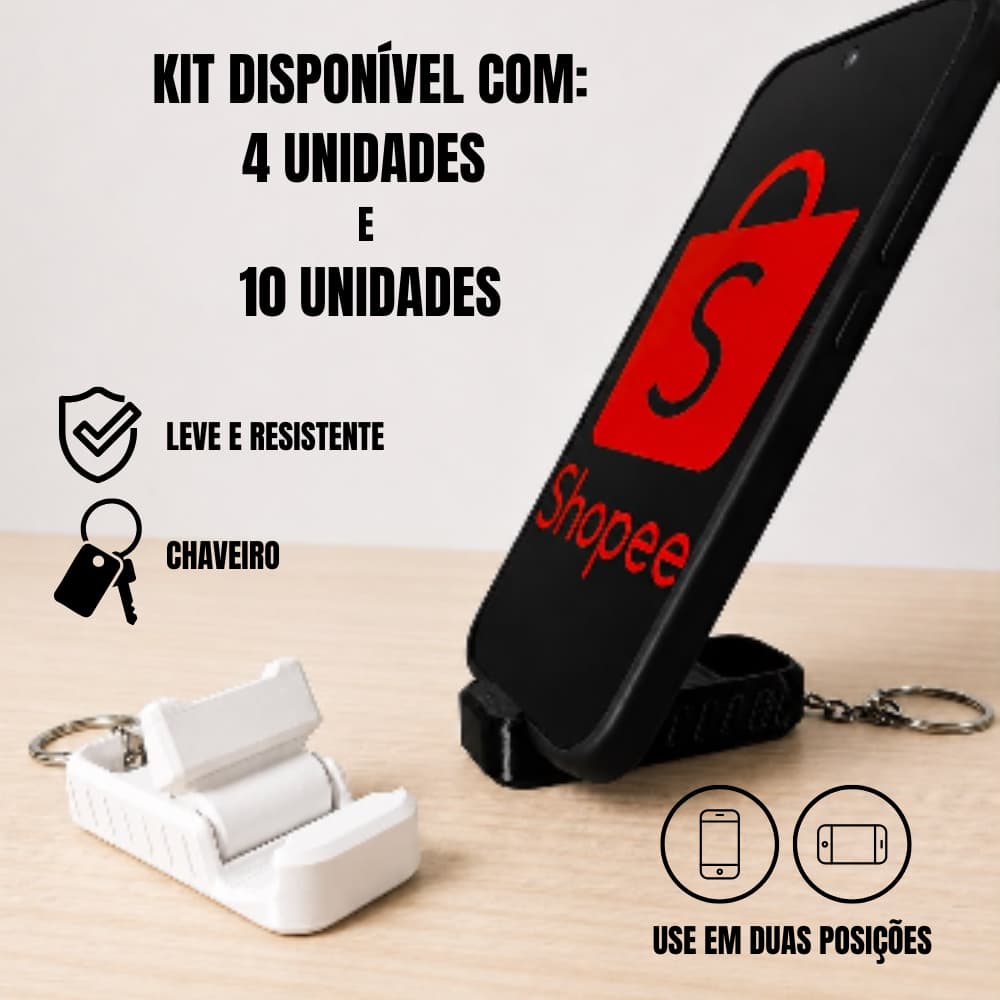 Suporte Celular chaveiro Portátil Presente Criativo Escritório Kit 4 ou 10 Peças