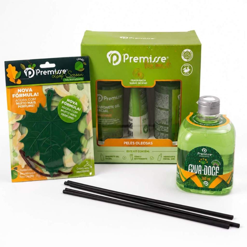 Kit Premisse Skincare Kiwi Silvestre para Peles Oleosas + Difusor Erva-Doce 350ml + Leaf Screen Limão