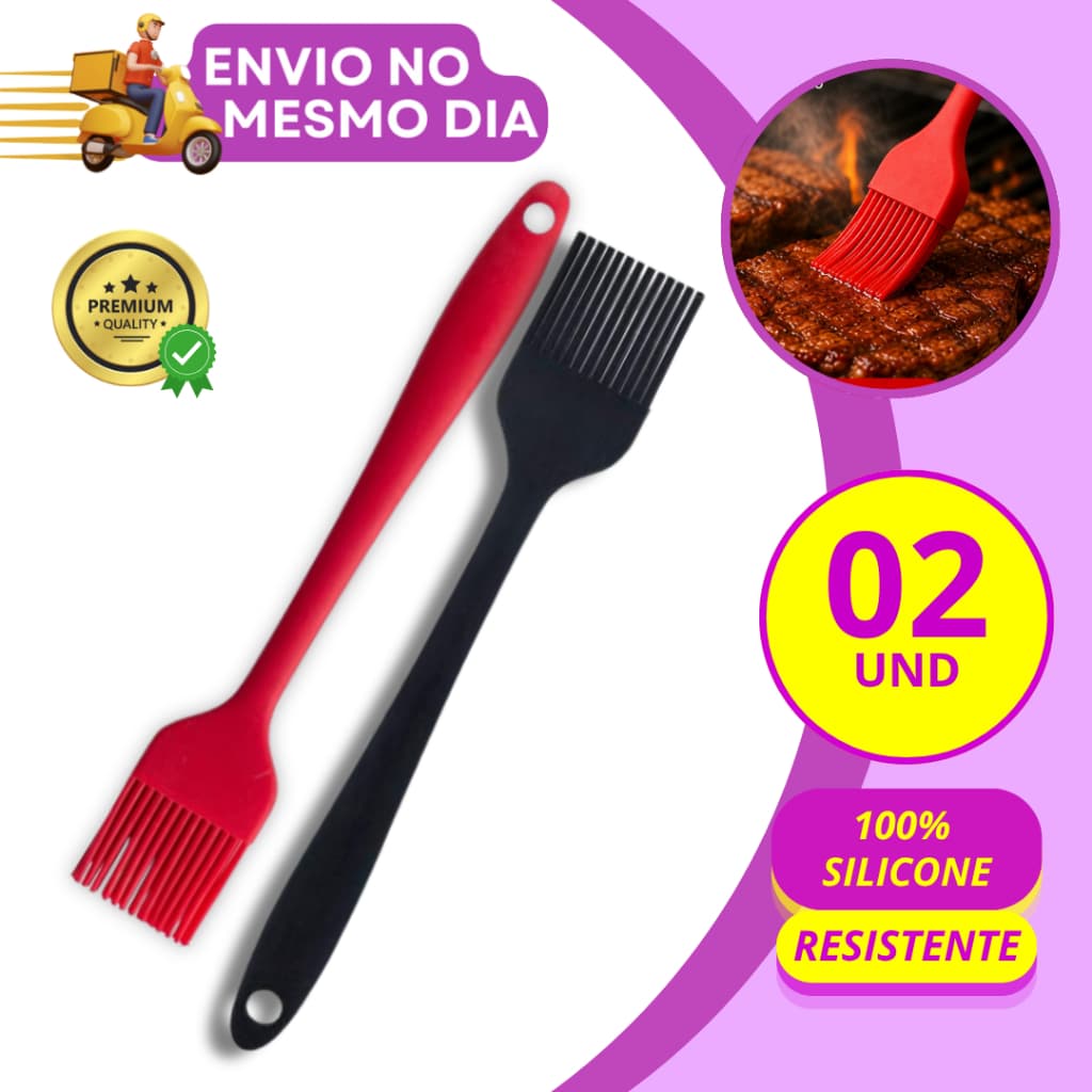 KIT 1/2 Pincel Culinario de Silicone para Untar Churrasco Molhos Ovo Utensilio de Cozinha Confeitaria Profissional