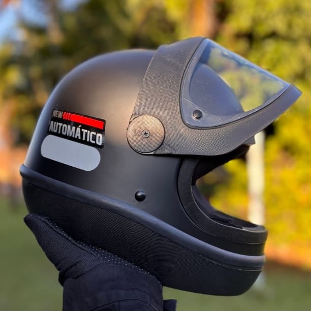 CAPACETE MOTO EBF AUTOMATICO ORIGINAL PRETO FOSCO FECHADO MOTOBOY + BOTÃO DE ACIONAMENTO RÁPIDO + CHAVEIRO EXTRA