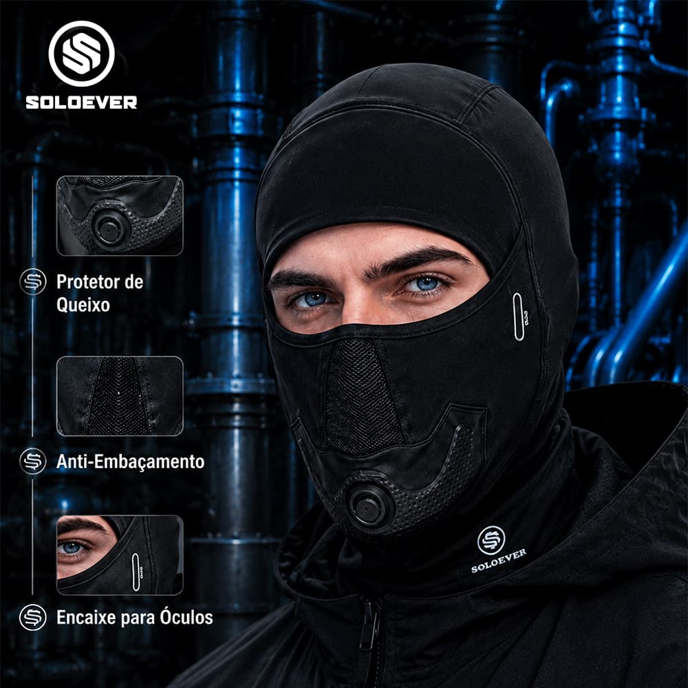 Balaclava Tática Ciclismo Protetor de Queixo Espuma Amortecedora Máscara Moto Respirável Anti-Embaçamento Encaixe Óculos