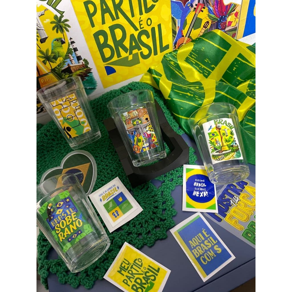 Kit Torcedor Copa 2026 DTF Termocolante + Adesivo Copo Americano Artes Sortidas Brasil