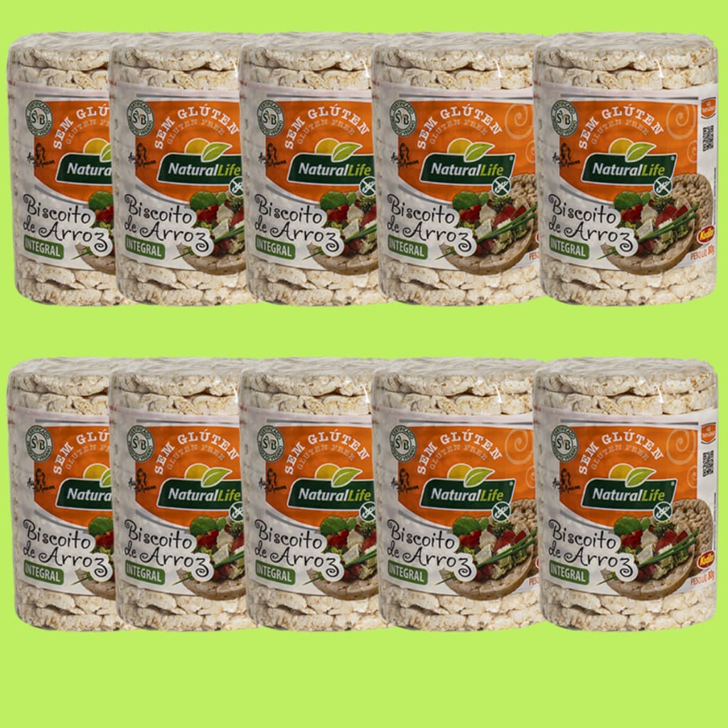 10 UNIDADES BISCOITO ARROZ SEM GLÚTEN 80G NATURAL LIFE