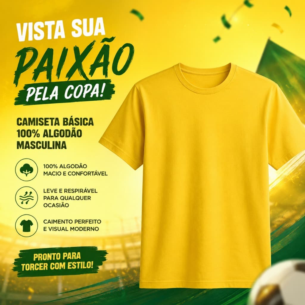 Camiseta Masculina 100% Algodão Lisa Casual Elegante Exercício