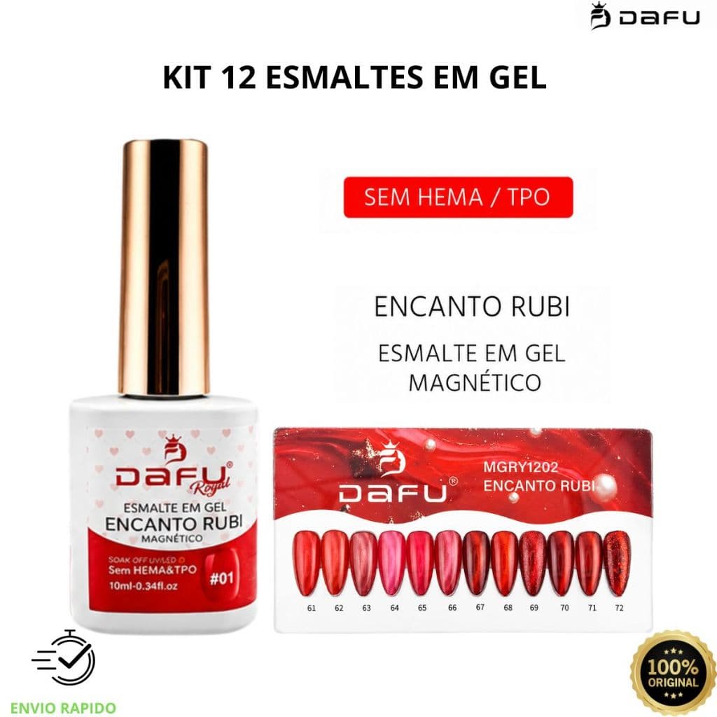 Kit 12 Esmaltes Em Gel Cat Eye DAFU 10ml Efeito Olho De Gato Magnético