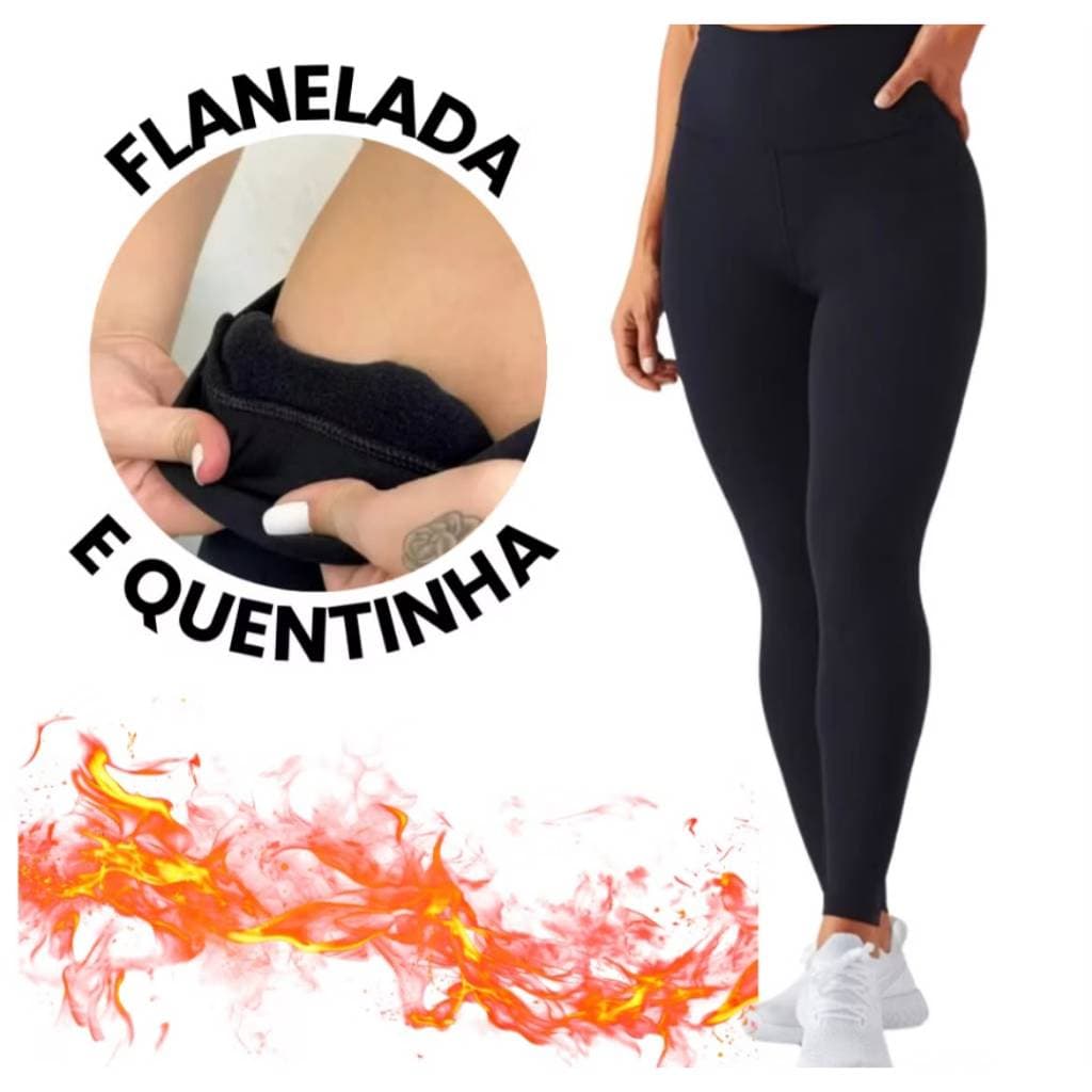 Legging Flanelada Grossa Calça Leg Peluciada Forrada Por Dentro Costura Reforçada Calça Térmica Premium