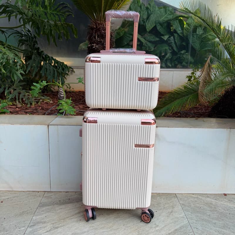 Kit 2 peças Frasqueira + Mala de Viagem BORDO ou DESPACHO Abs Giro 360 Com Cadeado