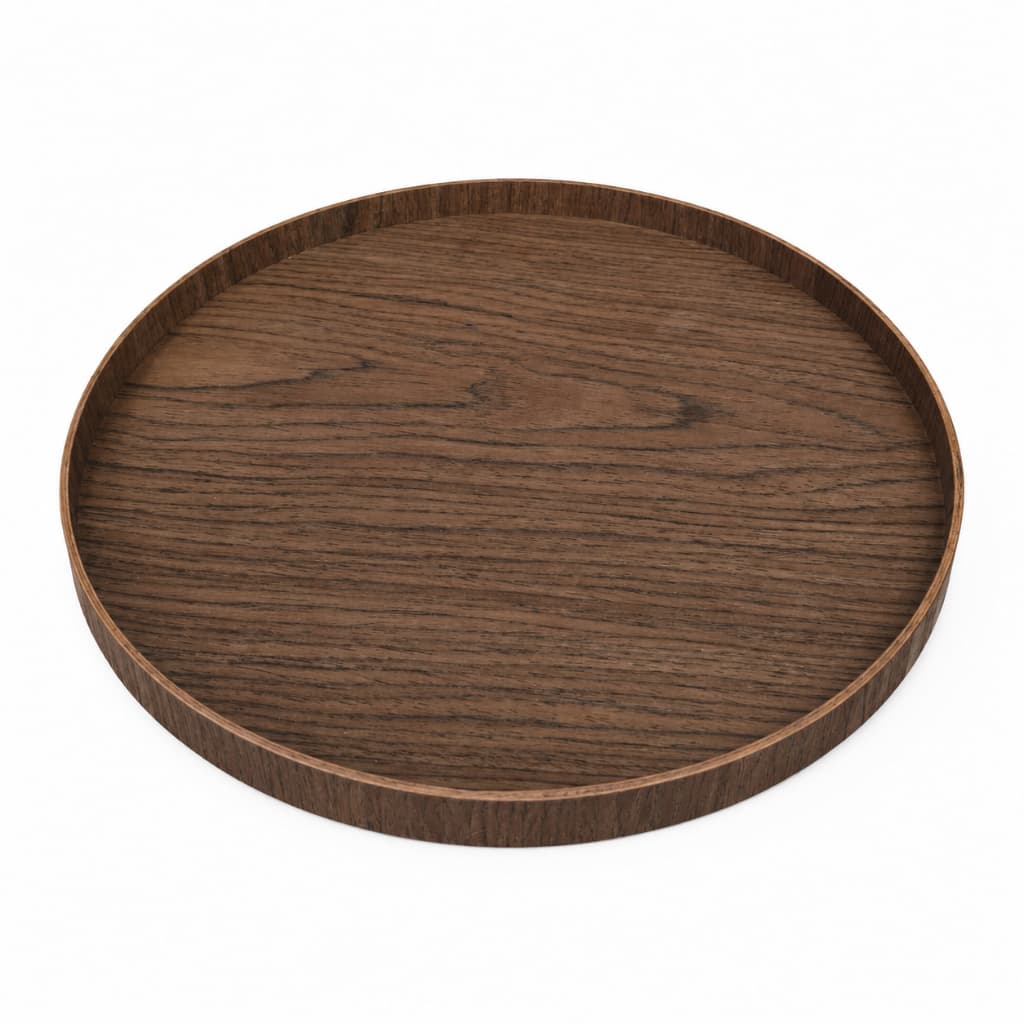 Bandeja de Madeira Redonda 30cm Imbuia Decoração Servir Minimalista Moderna