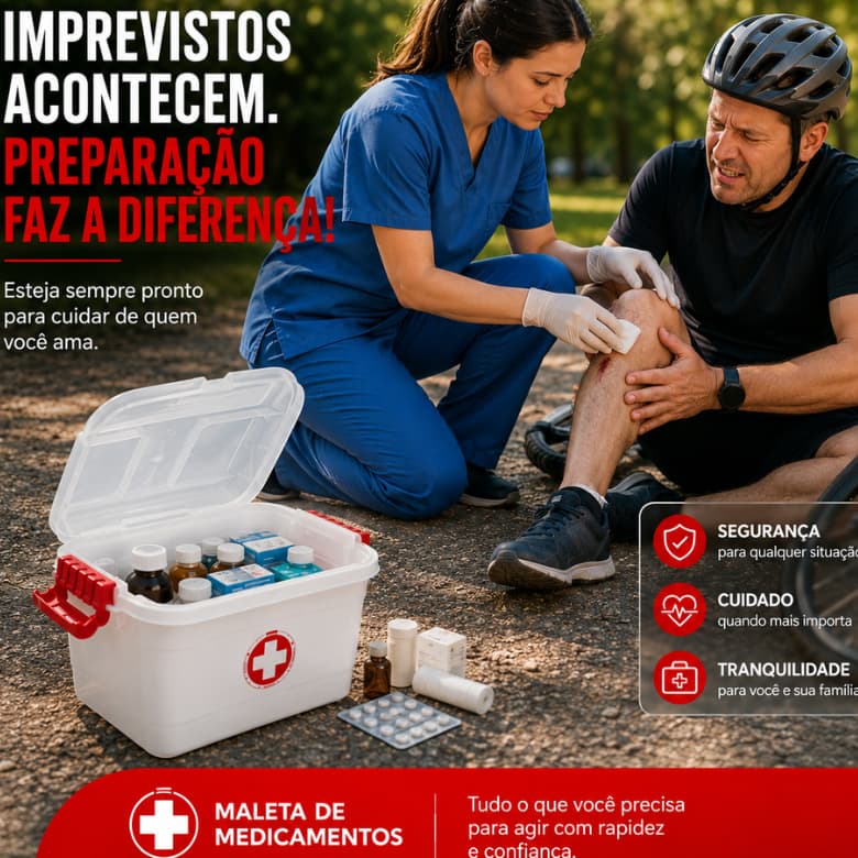 Caixa de medicamentos remedios antibioticos curativos primeiros socorros emergencia praticidade