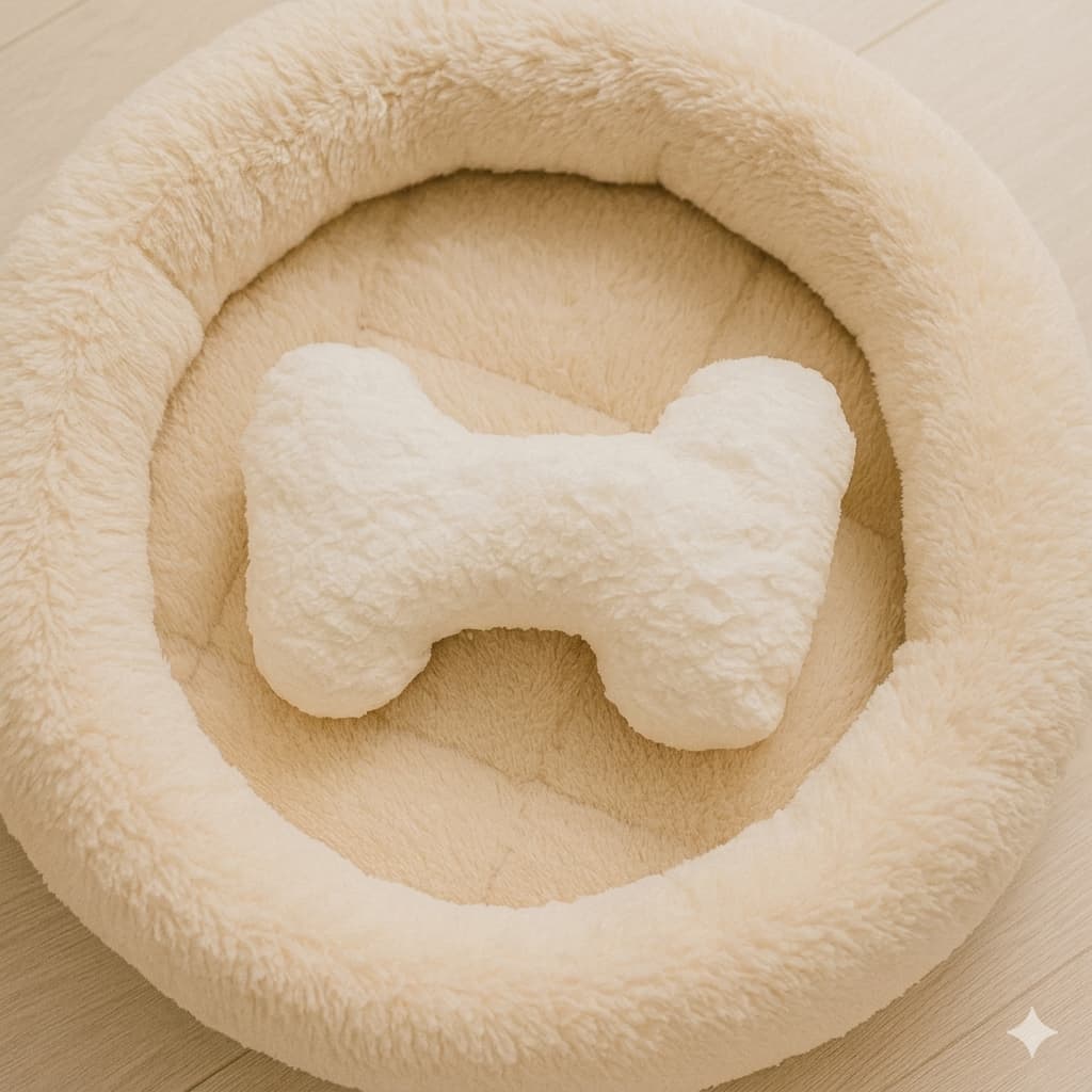 Almofada Decorativa Pet Cheia Osso Sherpa Soft Fofinha Palha