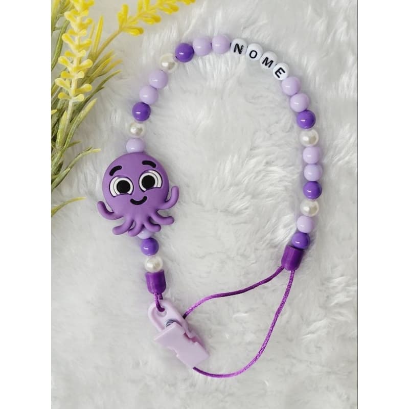 Prendedor de chupeta Bolo fofo personalizado com o nome do Bebê (nomes com até 10 letras)