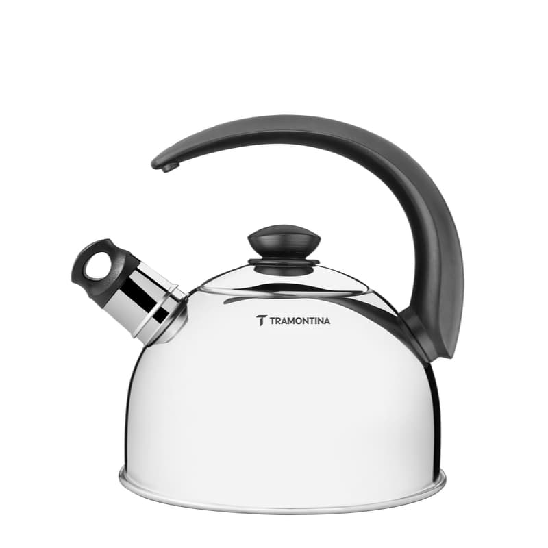 Chaleira com Apito em Aço Inox Cabo Preto 2,1 Litros Tramontina