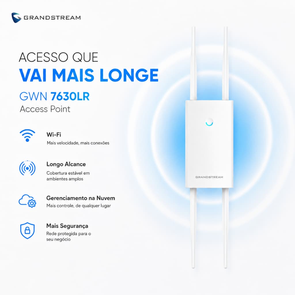 Access Point Grandstream Wi-Fi Longo Alcance Outdoor - Gwn7630lr MU - MIMO 4x4:4 - Sem Fio - Branco