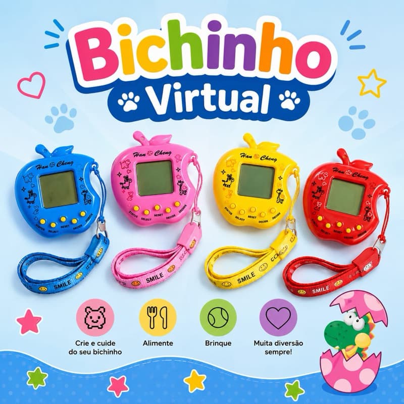 Kit com 50 unidades de bichinho virtual sortidos Mini Game. Frete Grátis.
