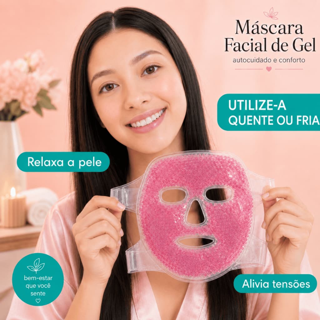 Máscara Facial Térmica Quente Fria Relaxante Em Veludo E Gel,compressa fria ou quente reutilizável