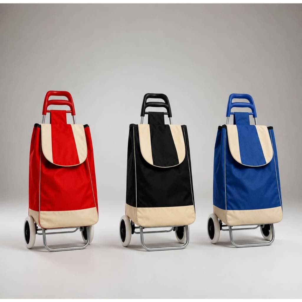 Carrinho Compras De Feira Dobravel Resistente 50kg Poliester Varias Cores