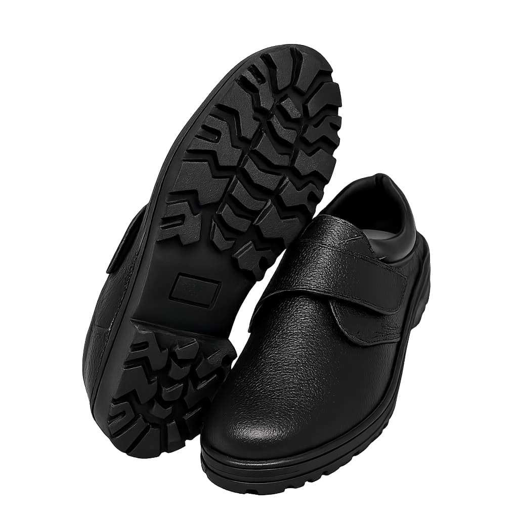 Sapato de Segurança Antiderrapante Preto com Velcro | Confortável e Resistente