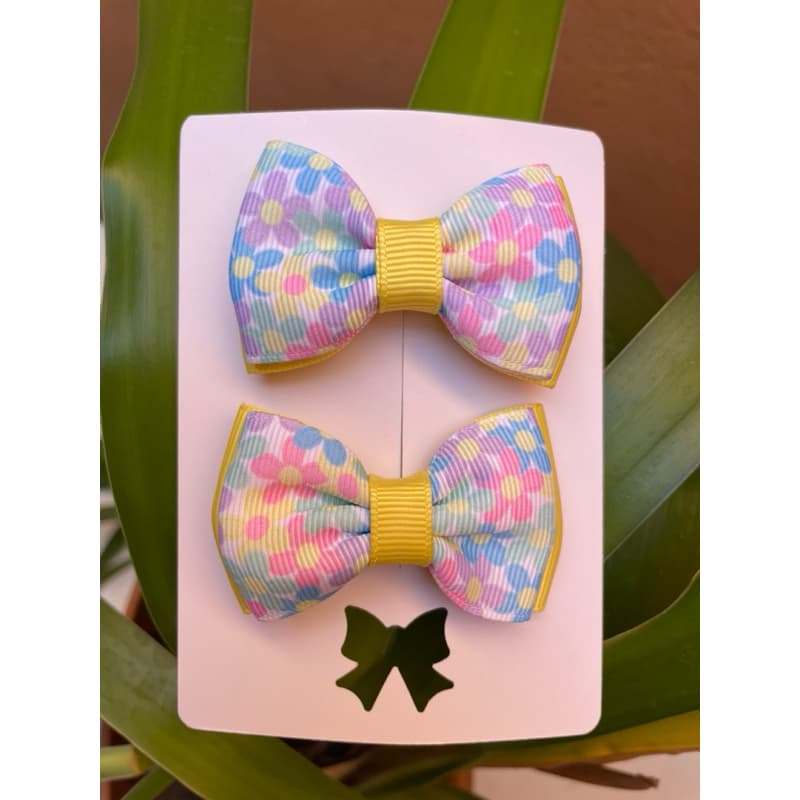 Parzinho de laço | Lacinho floral | Acessório para cabelo menina | Presilha bico de pato