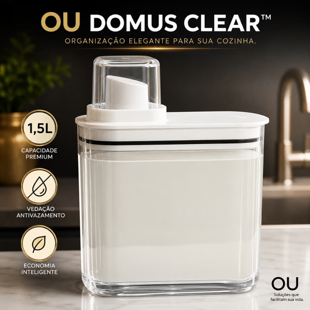 Dispenser Sabão Flow 1,5L Transparente Silicone Vedação Sistema Ante esperdício | Sortido