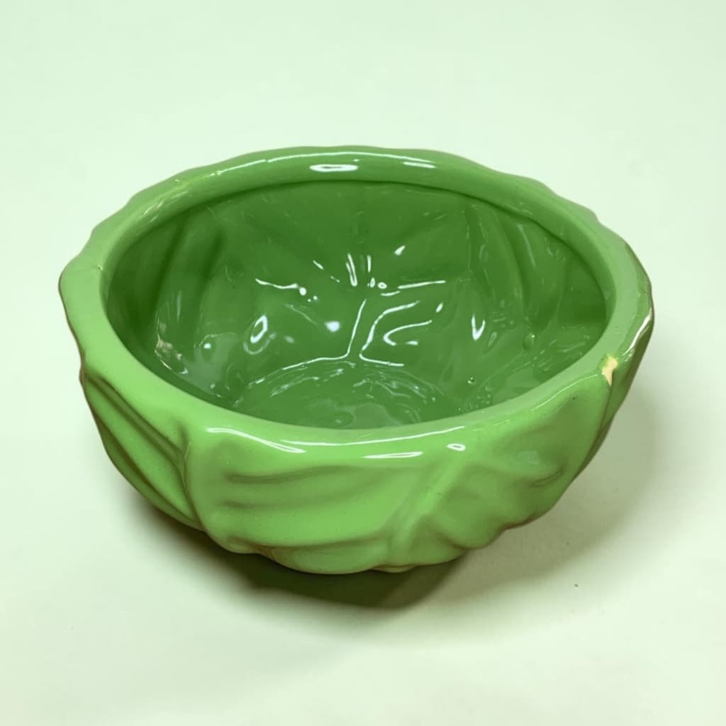Bowl Em Formato de Alface de 2ª LINHA Com DEFEITOS em Estética Feito de Cerâmica Verde Para Servir Saladas Alimentos