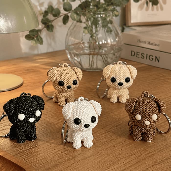 Chaveiro Mini Cachorro Fofo Impressão 3D Presente Criativo para Mochila Bolsa e Chaves Miniatura Colecionável Decorativo