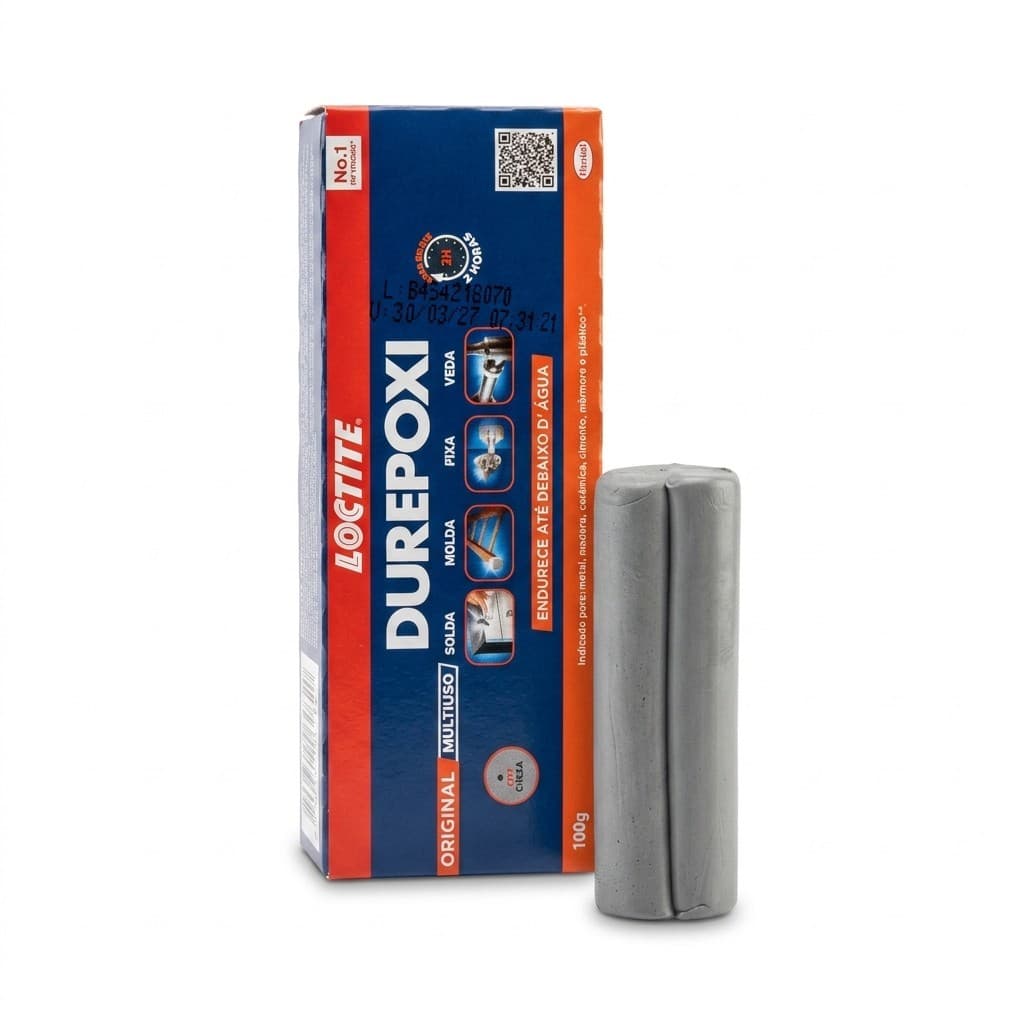 Durepoxi Massa Cola Loctite 100g Massa Epóxi Bicomponente Metal Plástico Madeira Subaquática