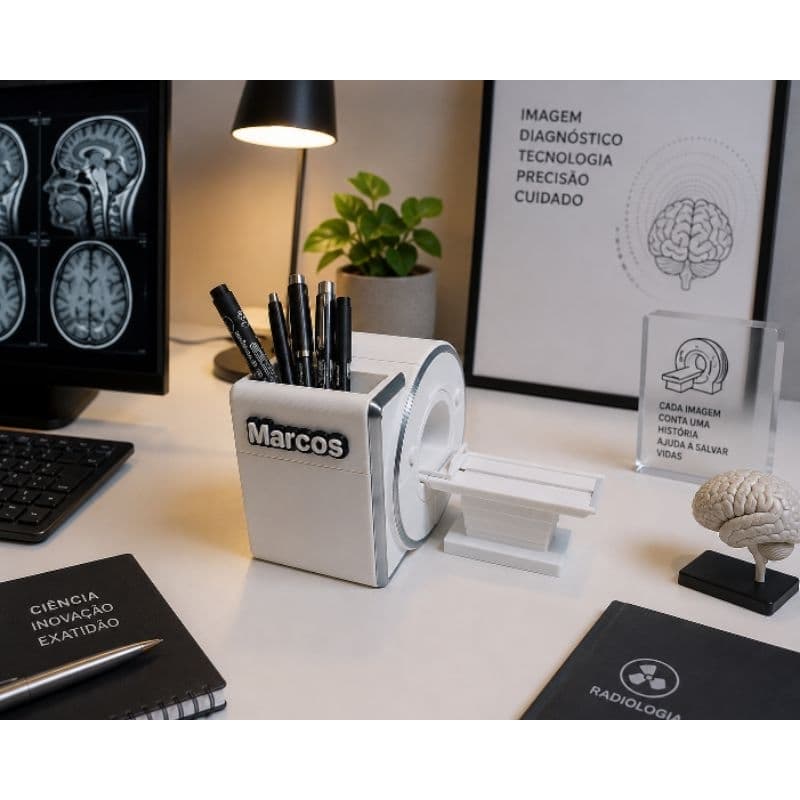 🩺 Porta Canetas Máquina de Ressonância Magnética Personalizado com Nome 3D | Presente para Biomédico e Radiologista