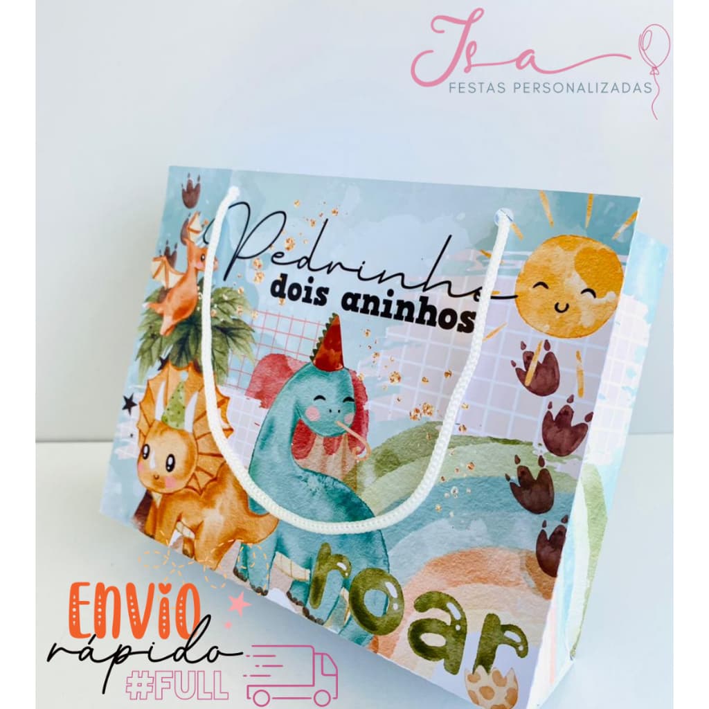 Sacolinhas Dinossauros Personalizadas Kit Festa Infantil Pegue e Monte