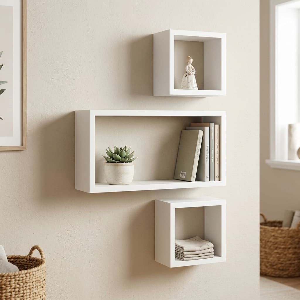 Kit Trio Nichos Decorativo Prateleira Suspensa De Parede Organizador Sala Quarto Escritório