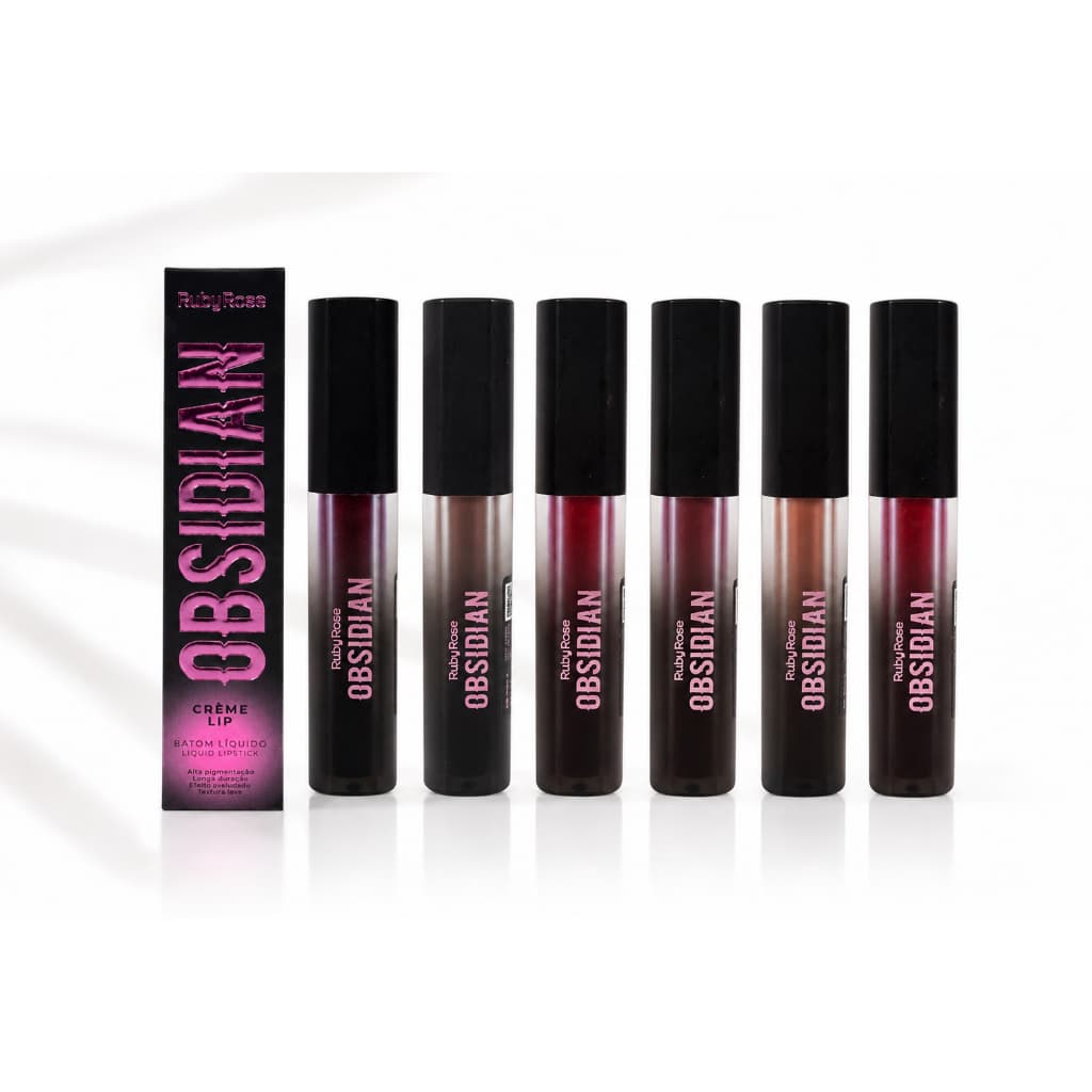 Batom Líquido Obsidian Ruby Rose Creme Lip Alta Pigmentação Longa Duração Hidratante Matte