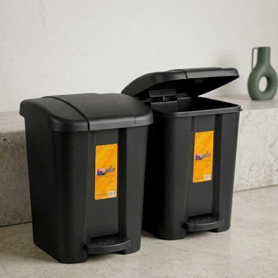 Kit 2 Lixeiras Com Pedal 14L Reforçada Plástico Cozinha Moderna Quarto Banheiro Escritório