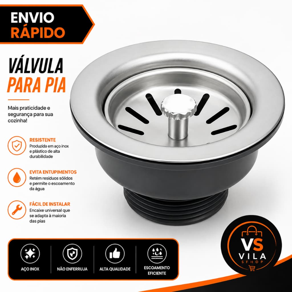 Valvula Americana Inox 3.1/2 Td Metais Reforçada Luxo Premium